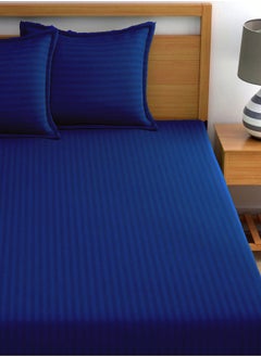 MAXQON Deep Fitted Elastic Bedsheet Set With Pillow Covers, King/Queen/Double/Single Sizes, Color Blue, Depth 30cm  - Image 4