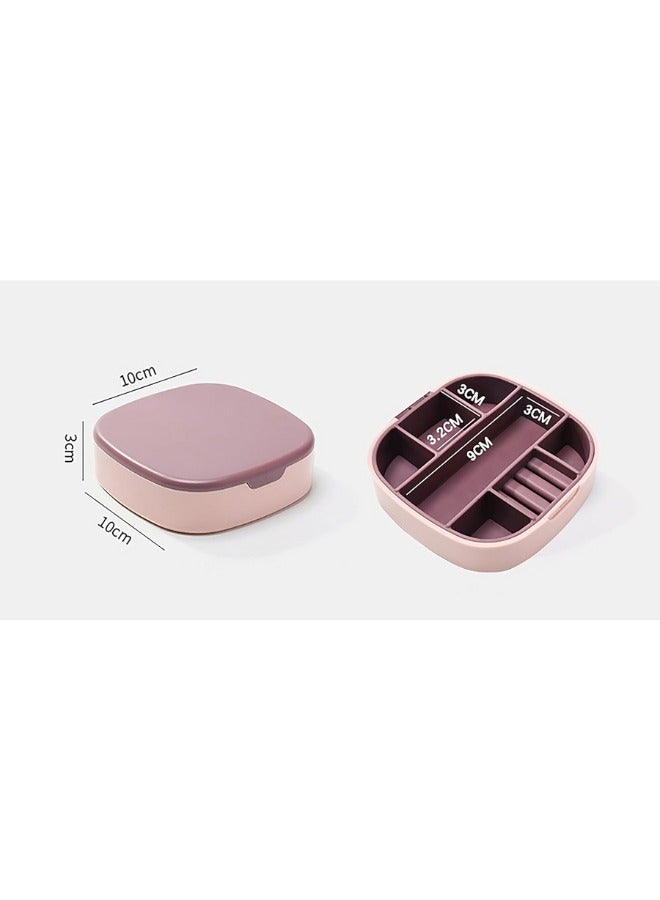 Portable Travel Mini Jewelry Box Jewellery Ring Organizer Case Storage Gift Box Girls Women (Grey).  - Image 2