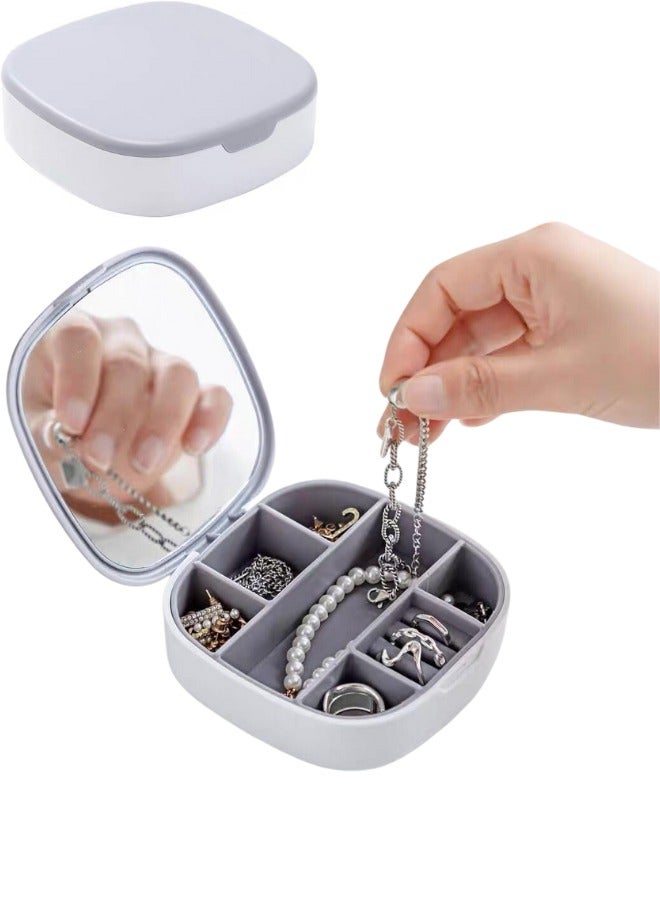 Portable Travel Mini Jewelry Box Jewellery Ring Organizer Case Storage Gift Box Girls Women (Grey).  - Image 1