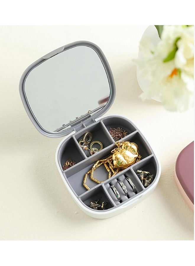 Portable Travel Mini Jewelry Box Jewellery Ring Organizer Case Storage Gift Box Girls Women (Grey).  - Image 3