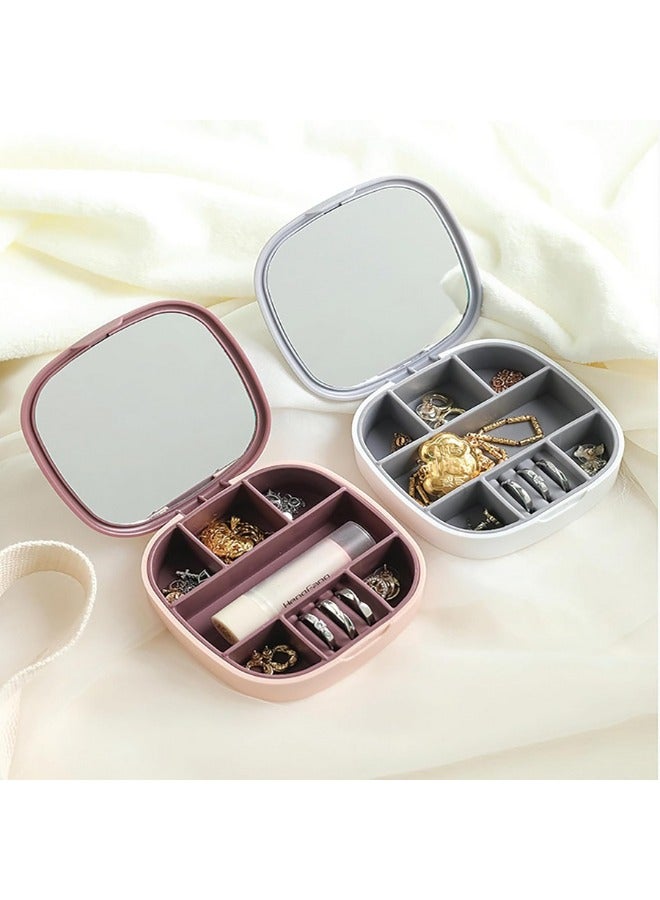 Portable Travel Mini Jewelry Box Jewellery Ring Organizer Case Storage Gift Box Girls Women (Grey).  - Image 5