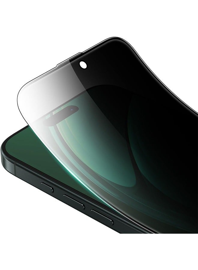 Compatible with iPhone 15, bubble free, obstructed side view, high response, crystal clear, anti fingerprint and scratch - black - Image 1