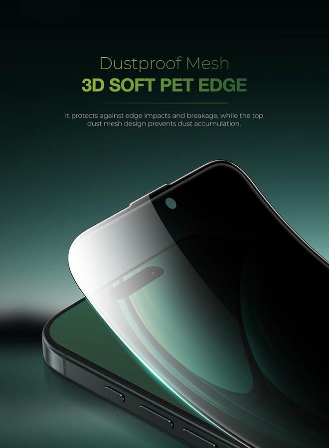 Compatible with iPhone 15, bubble free, obstructed side view, high response, crystal clear, anti fingerprint and scratch - black - Image 2