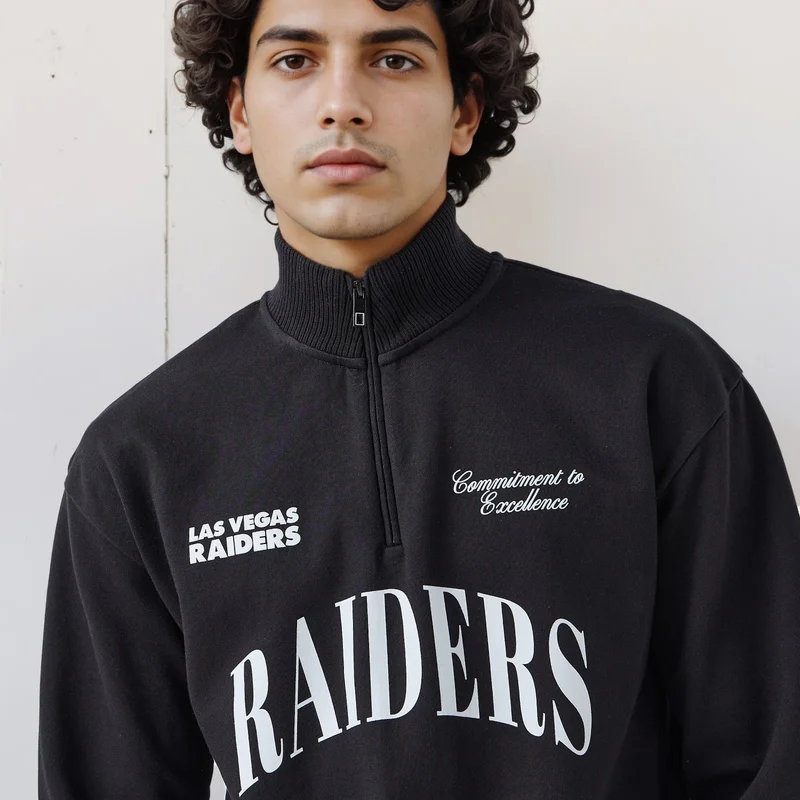 SP Characters Men Regular Fit NFL Raiders Print Cotton Blend Sweatshirt