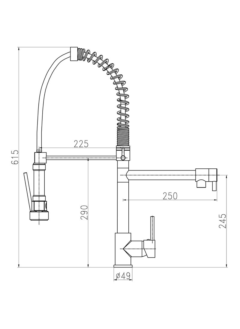 HESANIT HESANIT Kitchen Faucet Deck Mounted Mixer With Pull Out Sprayer - 6800-1C  - Image 5