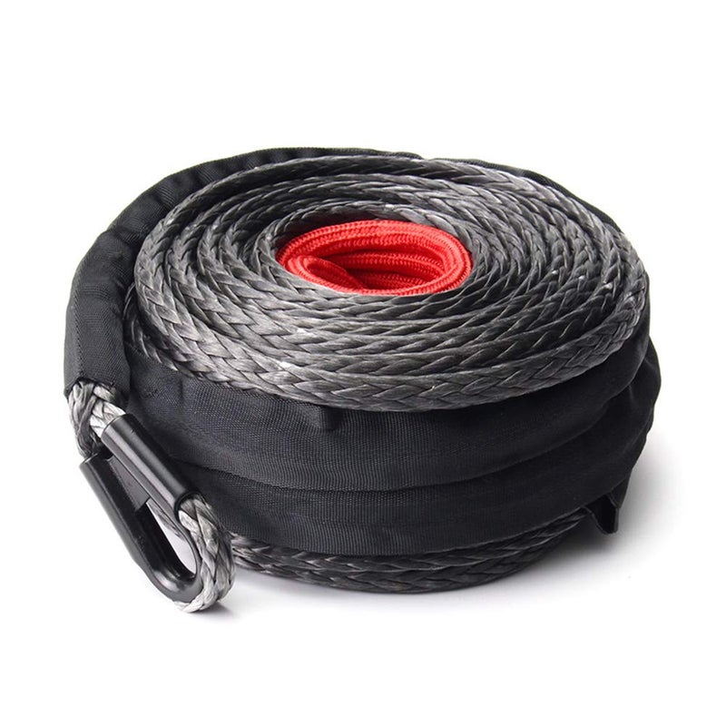 BUNKER INDUST BUNKER INDUST Synthetic Winch Rope 3/8" x 85', 25000 Ibs Winch Cable Line with Protective Sleeve for 4WD Off Road Jeep ATV UTV SUV Truck Boat,1 Pcs Black Winch Rope Extension - Image 1