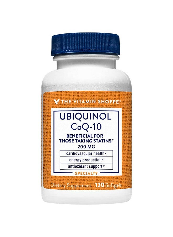 The Vitamin Shoppe Ubiquinol CoQ-10 200mg - Beneficial for Those Taking Statins - Supports Heart & Cellular Health and Healthy Energy Production, Essential Antioxidant - Once Daily (120 Softgels) - Image 1