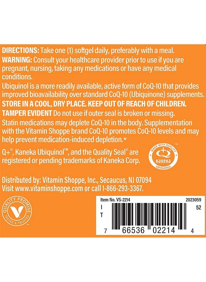 The Vitamin Shoppe Ubiquinol CoQ-10 200mg - Beneficial for Those Taking Statins - Supports Heart & Cellular Health and Healthy Energy Production, Essential Antioxidant - Once Daily (120 Softgels) - Image 5
