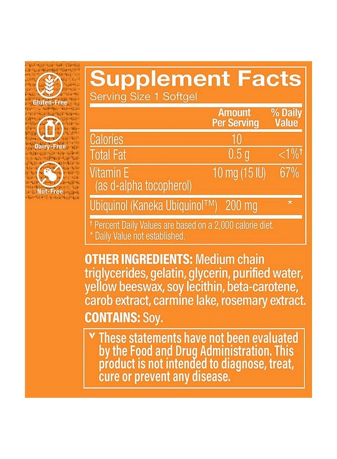The Vitamin Shoppe Ubiquinol CoQ-10 200mg - Beneficial for Those Taking Statins - Supports Heart & Cellular Health and Healthy Energy Production, Essential Antioxidant - Once Daily (120 Softgels) - Image 4