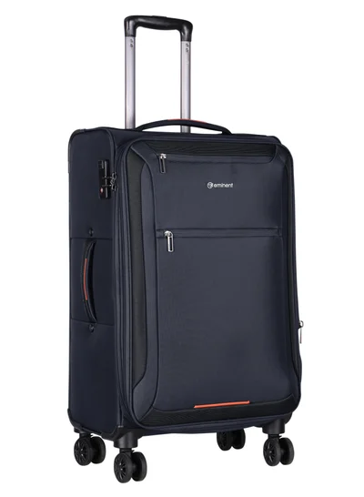 eminent Unisex Soft Travel Bag Large Luggage Trolley Polyester Lightweight Expandable 4 Double Spinner Wheeled Suitcase with 3 Digit TSA lock E751 Black