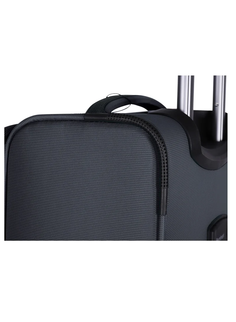 eminent Unisex Soft Travel Bag Large Luggage Trolley Polyester Lightweight Expandable 4 Double Spinner Wheeled Suitcase with 3 Digit TSA lock E751 Black