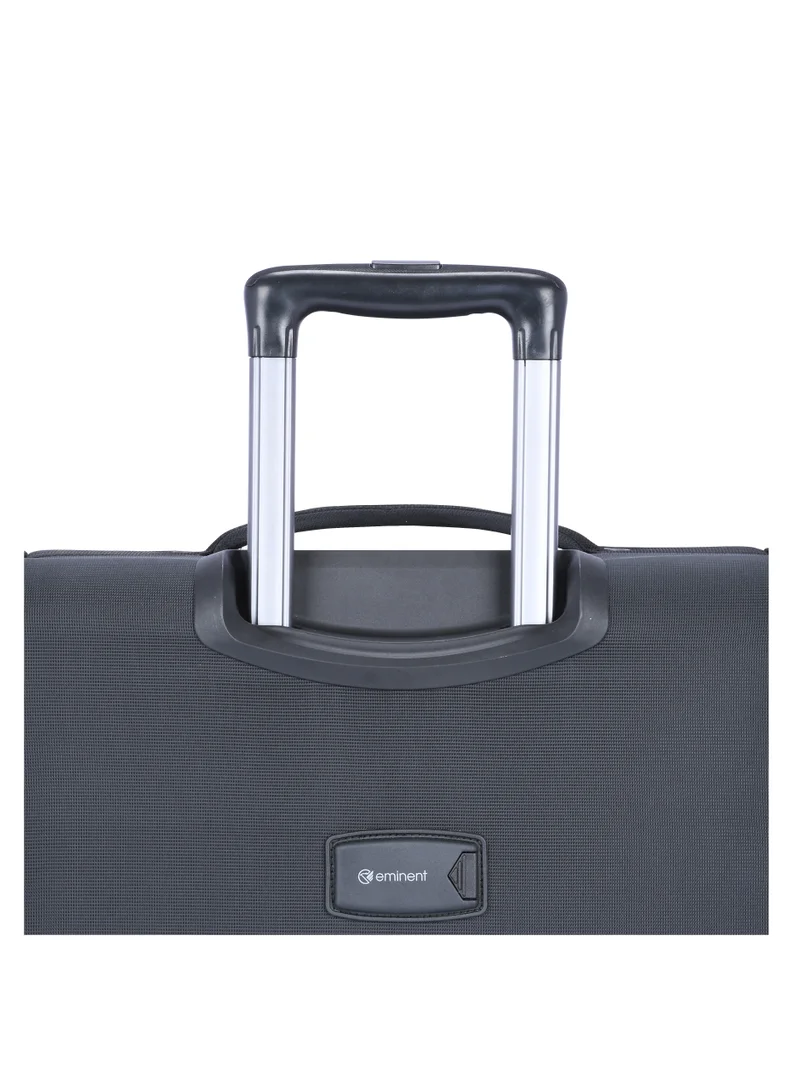eminent Unisex Soft Travel Bag Large Luggage Trolley Polyester Lightweight Expandable 4 Double Spinner Wheeled Suitcase with 3 Digit TSA lock E751 Black