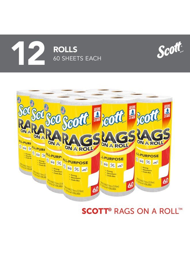 Scott ® Rags On A Roll™ (54992), White, 60 Towels/Roll, 12 Rolls/Case, 720 Towels/Case - Image 2