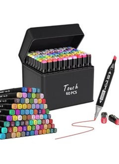 Swift Permanent Art Marker Set, Gilanti 60 Colors Art Marker Set, Dual Tip Art Marker Set for Design, Drawing, Graffiti, Adult Coloring, Shading and Underlining (60)
