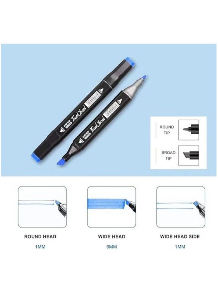 Generic - Swift Permanent Art Marker Set, Gilanti 60 Colors Art Marker Set, Dual Tip Art Marker Set for Design, Drawing, Graffiti, Adult Coloring, Shading and Underlining (60) - Image 1