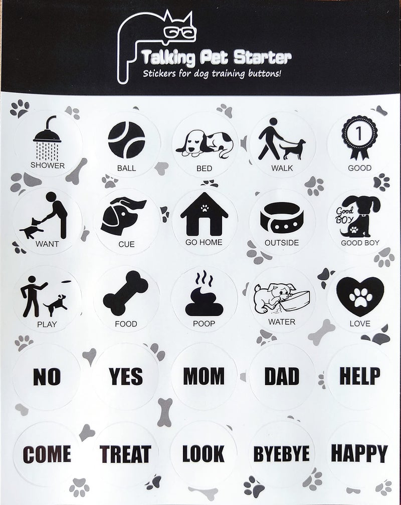 BOSKEY Pet Training Button Sticker Creative DIY Dog Emotional Expression Stickers Let Your pet say What it Wants to do Dog Sticker with 25 Actions Buttons not Included Dog Sticker