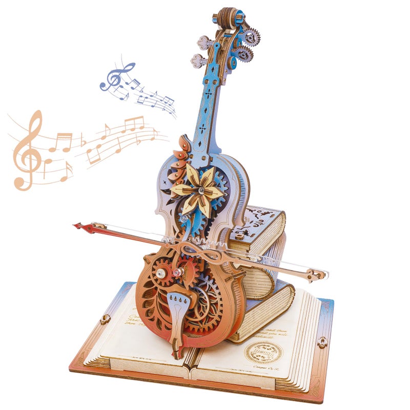 ROKR 3D Puzzles for Adults, Wooden Music Boxes-Cello, Model Kits for Adults, DIY Building Sets, Birthday Gifts Hobbies for Women Men - Image 1