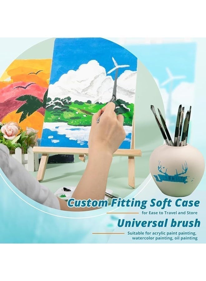 25 Piece Brush Set, Oil Painting Brushes, Watercolor Gouache Brushes, Acrylic Painting Brushes, With Canvas Brush Bag, Nylon Bristles, Suitable for Most Art Lovers, 24 Brushes, 1 Scraper - Image 4