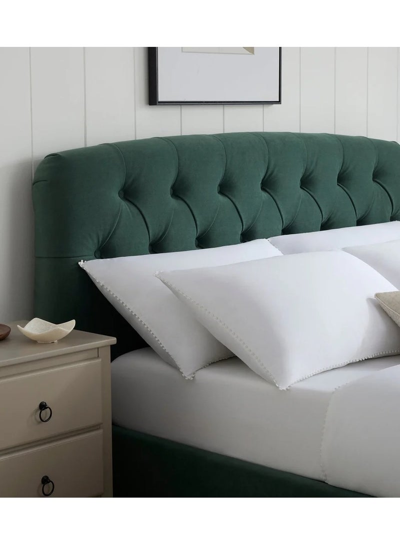 ملاذ هاوس سرير مبطن بأزرار - MZBDN01-GRN-180 سم - مصنوع من قماش ناعم مع لوح رأس مبطن بأزرار - 180 سم - الأبعاد: ارتفاع 120 سم × طول 195 سم - طول 195 سم × ارتفاع 120 سم × عرض 180 سم - Image 3
