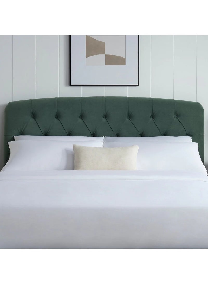 ملاذ هاوس سرير مبطن بأزرار - MZBDN01-GRN-180 سم - مصنوع من قماش ناعم مع لوح رأس مبطن بأزرار - 180 سم - الأبعاد: ارتفاع 120 سم × طول 195 سم - طول 195 سم × ارتفاع 120 سم × عرض 180 سم - Image 4