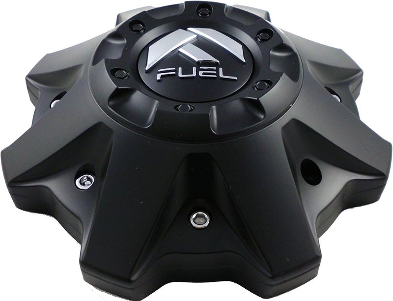 Fuel Offroad أغطية مركز عجلات بلون أسود غير لامع مع برشام كرومي، قطعة واحدة (1) 1002-53B M-447 8-Lug (مع مسامير) - Image 1