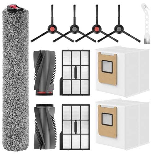 Leemone 12 Pack E25 E28 Replacement Parts Kit for eufy E28 / E25 Omni Robot Vacuum, E25 Accessories Parts with 2 Dust Bag, 4 Side Brushes, 1 Rolling Brush, 1 Roller Mop, 2 Filter, 1 Cleaning Brush - Image 1