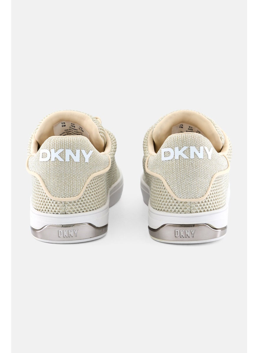 DKNY - Women Abeni Knit Lace Up Shoes, Beige - Image 1