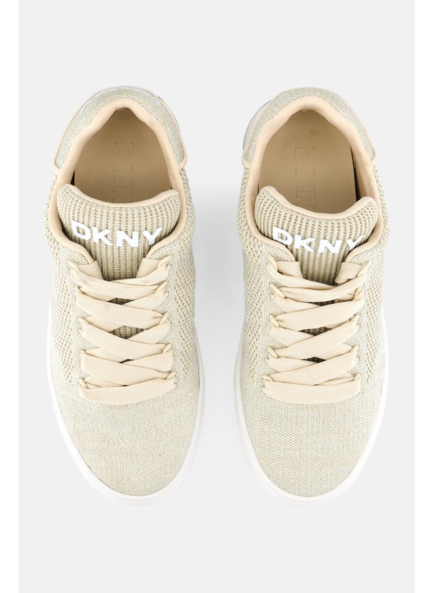 DKNY - Women Abeni Knit Lace Up Shoes, Beige - Image 1