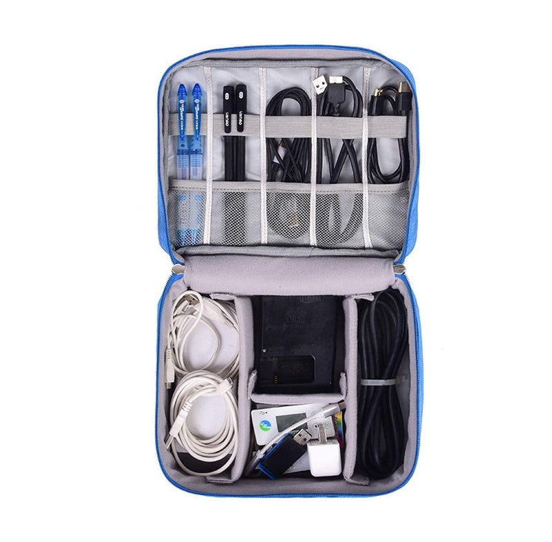 SAMEZONE Electronic Accessories Organizer Travel Cable Bag – Portable Storage Case for Cables, Chargers, USB Drives & Electronics Gadgets Blue - Image 2