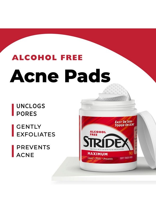Stridex Medicated Acne Pads Maximum 90 Count Pack Of 3 Facial Cleansing Wipes Alcoholfree Face Pads Acne Treatment For Face For Moderate Acne Smooth Application - Image 3