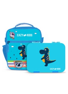 Eazy Kids Bento Boxes With Insulated Lunch Bag Combo - Dino Blue  - Image 1
