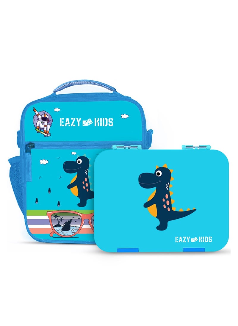 Eazy Kids - Bento Boxes With Insulated Lunch Bag Combo - Dino Blue - Image 1