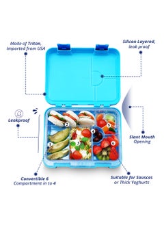 Eazy Kids Bento Boxes With Insulated Lunch Bag Combo - Dino Blue  - Image 2