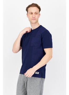 FILA Men Sportswear Fit Short Sleeve Outdoor T-Shirt, Navy Blue  - Image 4