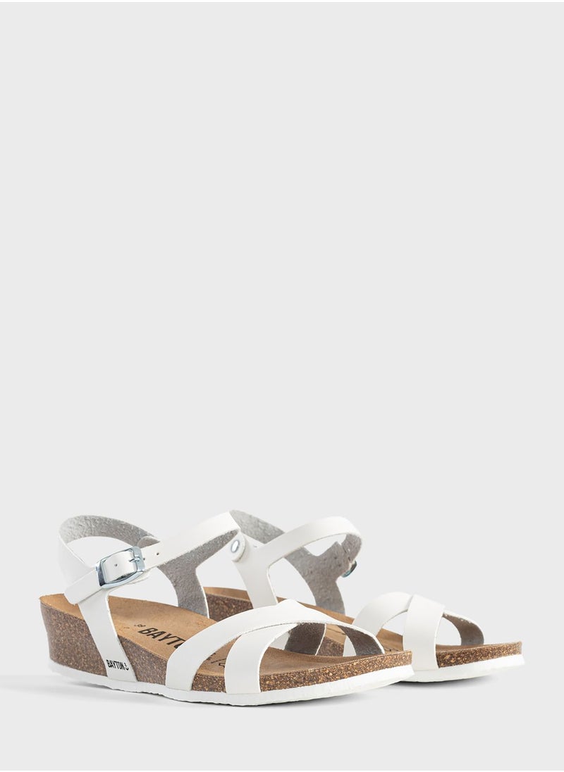 BAYTON Canberra Strappy Low Heel Wedges  - Image 3