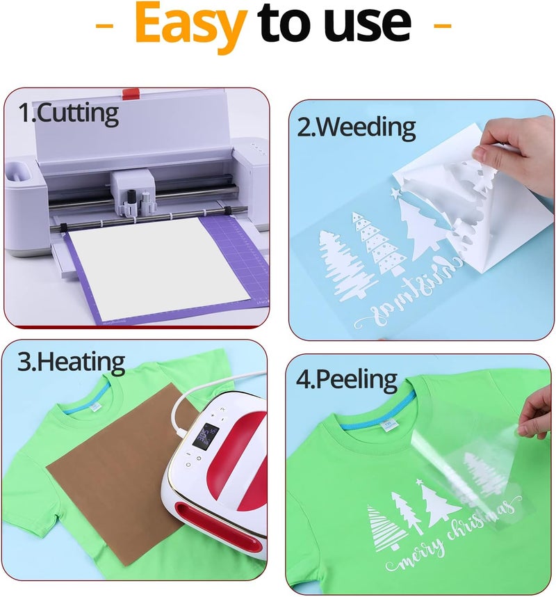 HTVRONT White Heat Transfer Vinyl Bundle - 10 Pack 12" x 10" HTV Vinyl for T-Shirt, White Iron on Vinyl for for All Cutting Machine or Heat Press Machine - Image 4