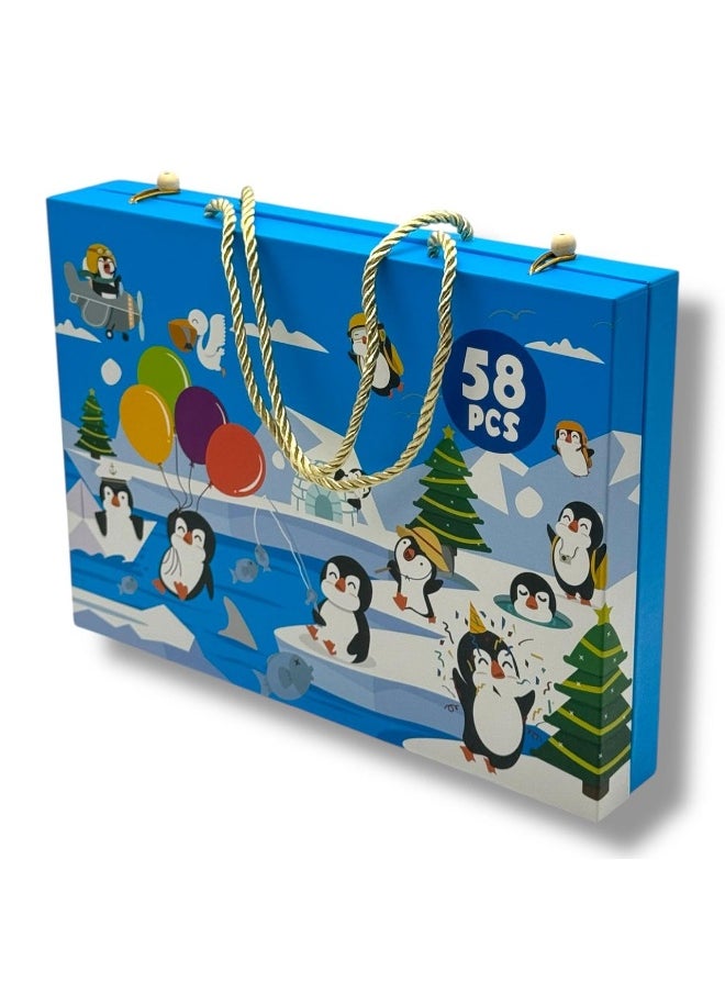 QSHOP Qshop 58 Piece Coloring Bag - Wood Colors, Water, Pencils & Sharpener - Drawing Tools for Kids & Hobbyists Suitable for Occasions, School & Home Drawing  - Image 2