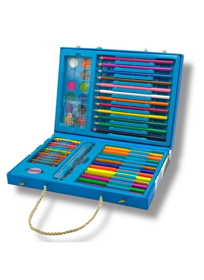 QSHOP Qshop 58 Piece Coloring Bag - Wood Colors, Water, Pencils & Sharpener - Drawing Tools for Kids & Hobbyists Suitable for Occasions, School & Home Drawing  - Image 1