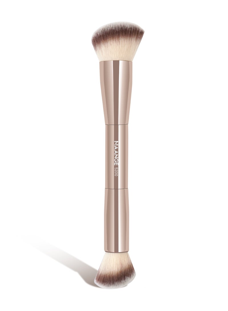 MAANGE Foundation Brush Double Ended Angled Round Contour Brush Powder Liquid Cream Concealer Blush Brush,Gold - Image 1
