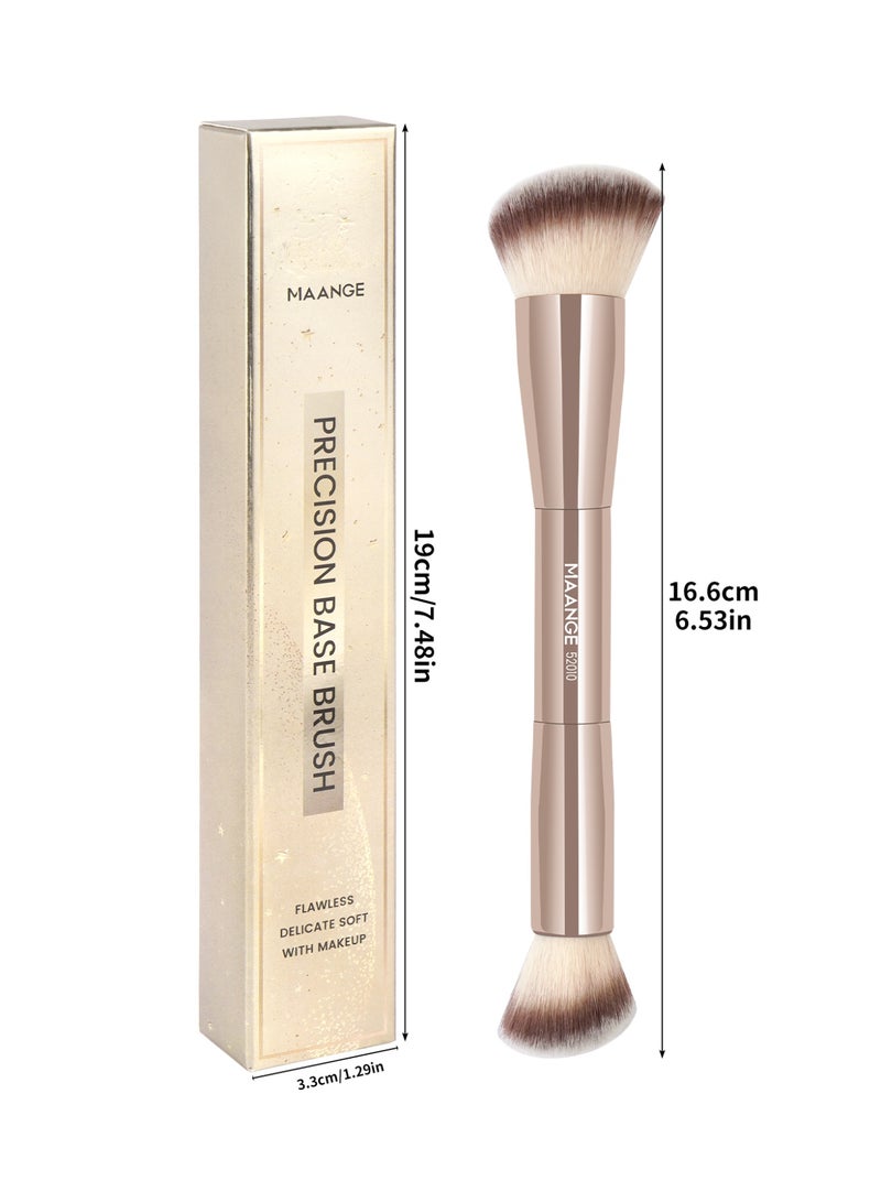 MAANGE Foundation Brush Double Ended Angled Round Contour Brush Powder Liquid Cream Concealer Blush Brush,Gold - Image 5