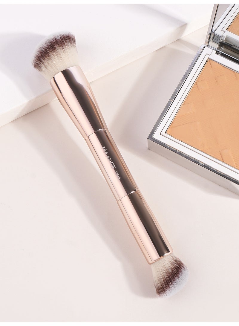 MAANGE Foundation Brush Double Ended Angled Round Contour Brush Powder Liquid Cream Concealer Blush Brush,Gold - Image 3