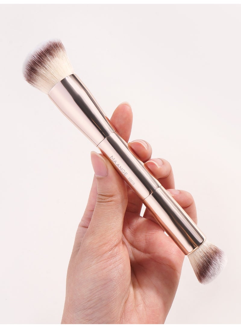 MAANGE Foundation Brush Double Ended Angled Round Contour Brush Powder Liquid Cream Concealer Blush Brush,Gold - Image 2