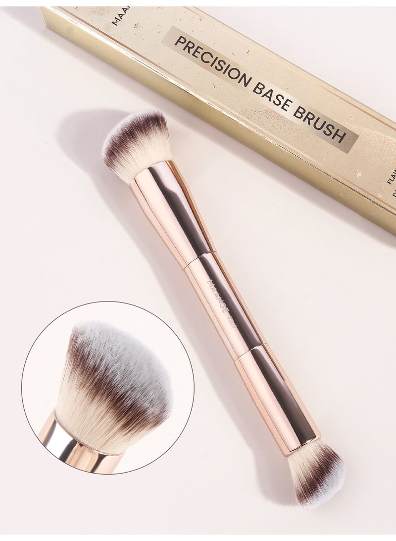 MAANGE Foundation Brush Double Ended Angled Round Contour Brush Powder Liquid Cream Concealer Blush Brush,Gold - Image 4