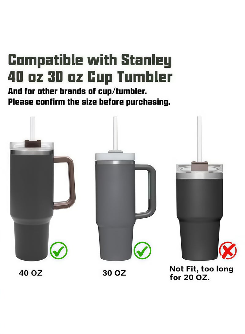 عبوة من 10 شفاطات بديلة لأكواب ستانلي - متوافقة مع أكواب سعة 30 أونصة و40 أونصة، مصنوعة من البلاستيك مع فرشاة تنظيف (شفافة) - Image 3