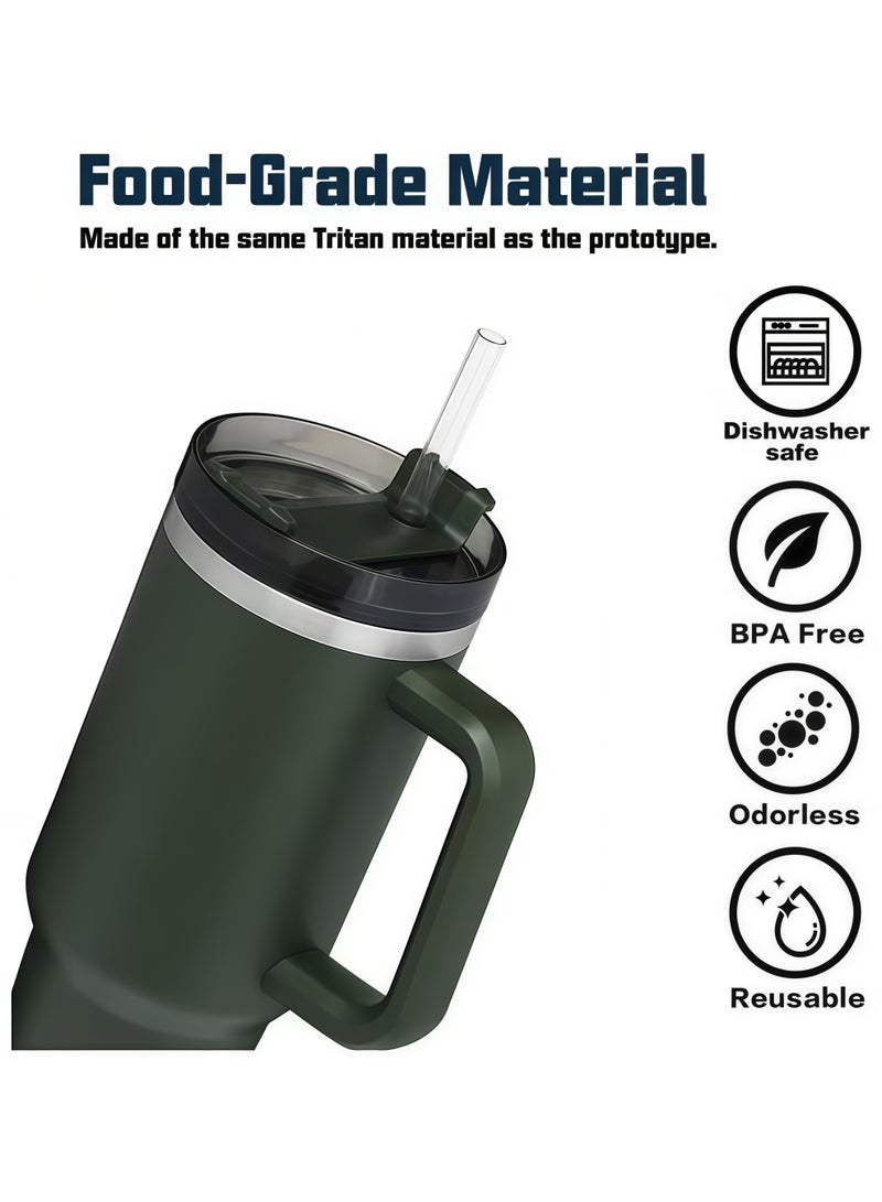 عبوة من 10 شفاطات بديلة لأكواب ستانلي - متوافقة مع أكواب سعة 30 أونصة و40 أونصة، مصنوعة من البلاستيك مع فرشاة تنظيف (شفافة) - Image 5