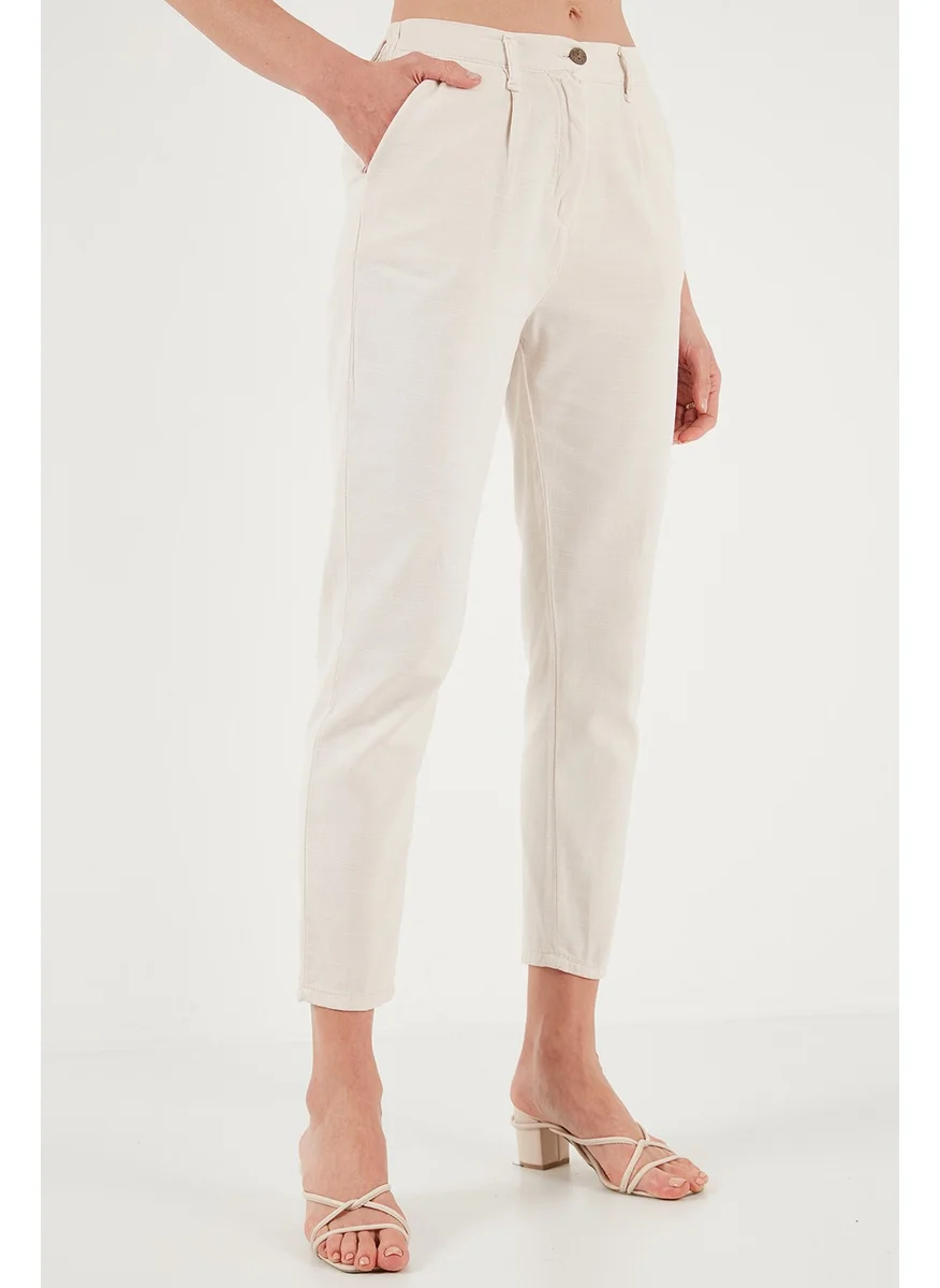ليلا Cotton Slim Fit Normal Waist Straight Leg Trousers Women's Pants 668Y5121