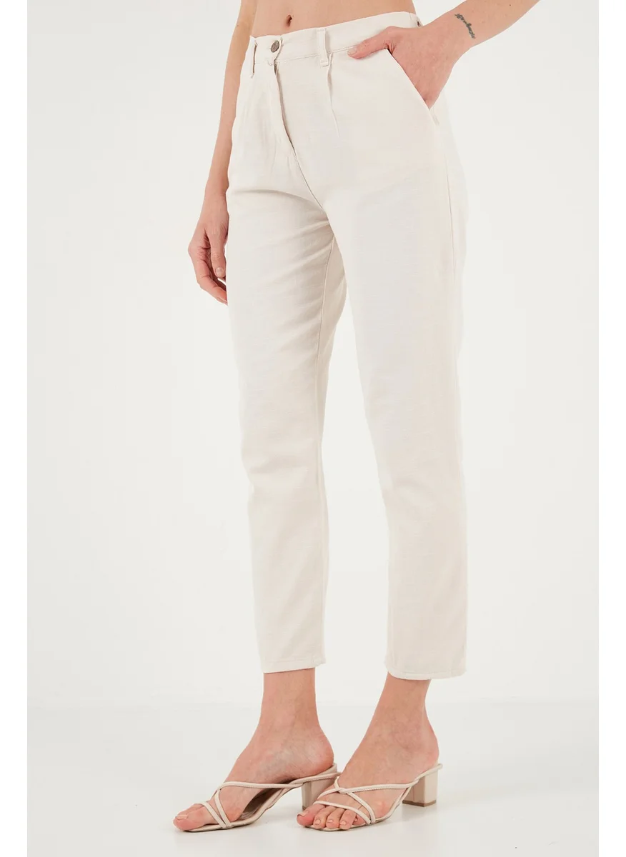 ليلا Cotton Slim Fit Normal Waist Straight Leg Trousers Women's Pants 668Y5121