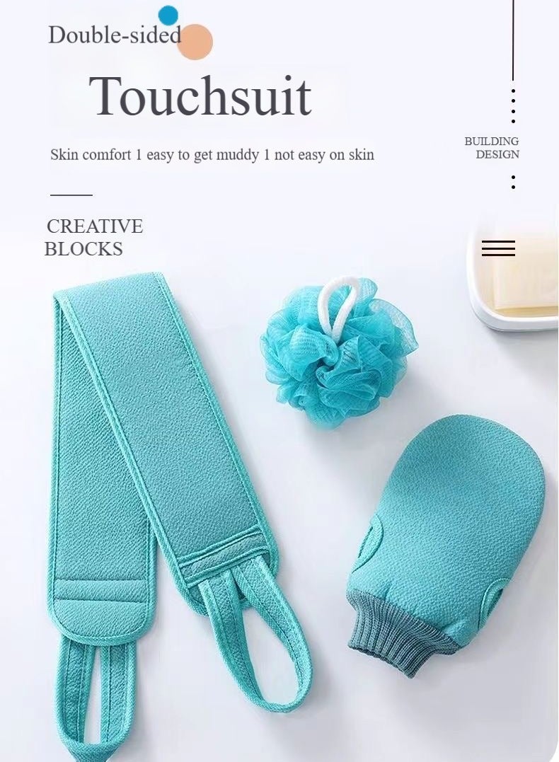 Thick and Durable Bath Scrubber - Multi-functional Cleansing 3-Piece Set - Image 2