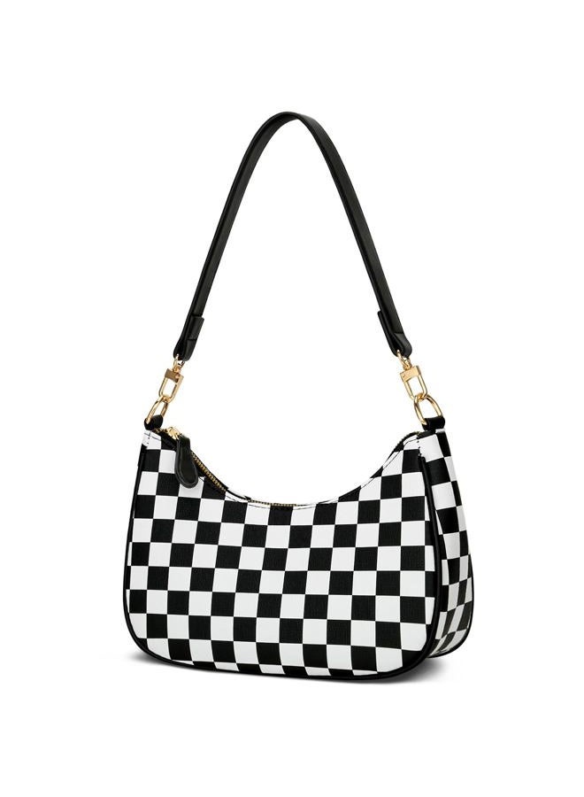 kkxiu Shoulder Bag for Women Cute Hobo Purses and Handbags Retro Clutch Underarm Purse, Black&white - Image 1