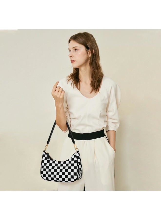 kkxiu Shoulder Bag for Women Cute Hobo Purses and Handbags Retro Clutch Underarm Purse, Black&white - Image 2